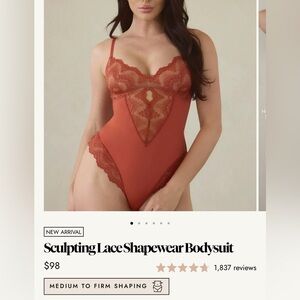 NWT Pinsy Sculpting Lace Shapewear Bodysuit in Terracotta